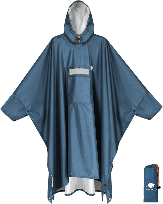 ANYOO Poncho de lluvia impermeable con mangas y bolsillo