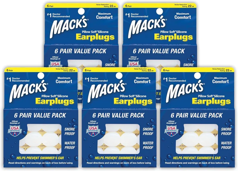 Mack's Pillow - Tapones de silicona suave para los oídos (5 paquetes (30 pares)