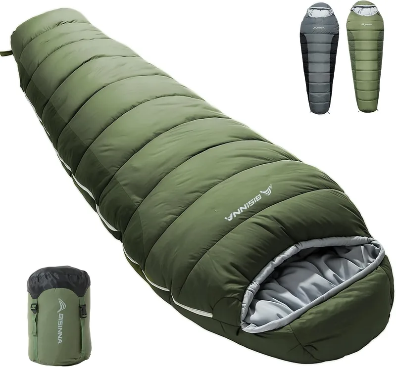 BISINNA Saco de Dormir Momia Adulto Impermeable -10°C a 5°C [400GSM] 4 Estacione…