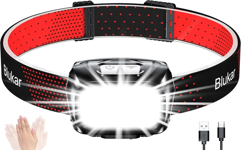 Blukar Linterna Frontal, 2000L Superbrillantes Linterna Cabeza LED Recargables c…