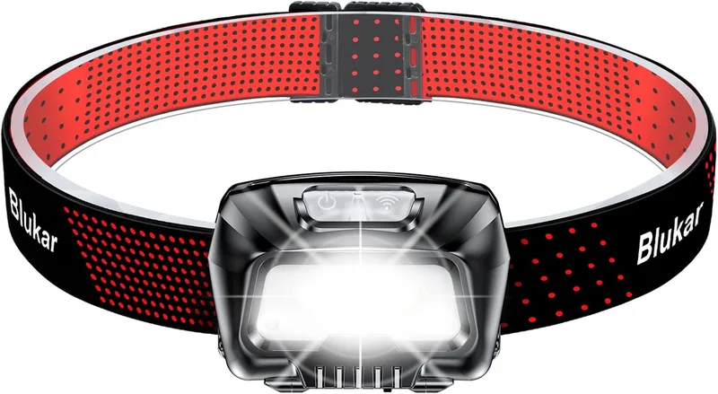 Blukar Linterna Frontal LED Recargable, 2000L Linterna Cabeza Super Brillante co…