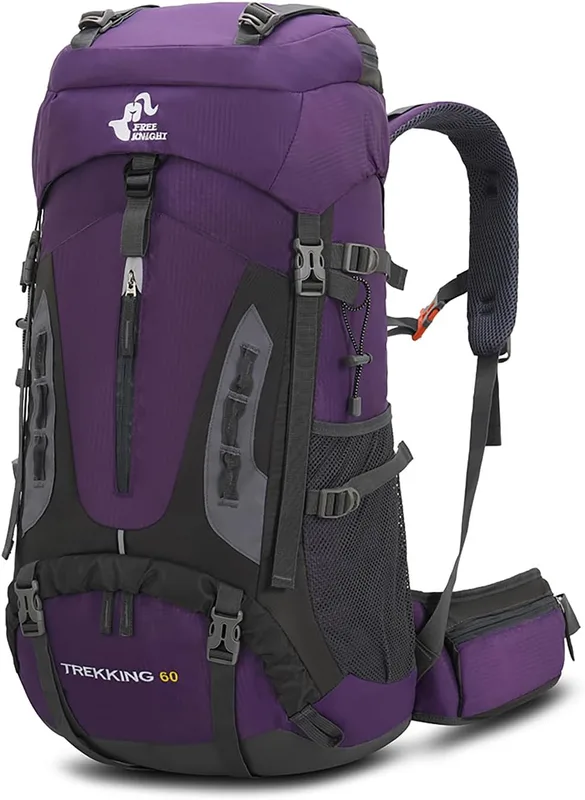 Bseash Mochila de senderismo ligera impermeable de 60L con cubierta de lluvia, m…