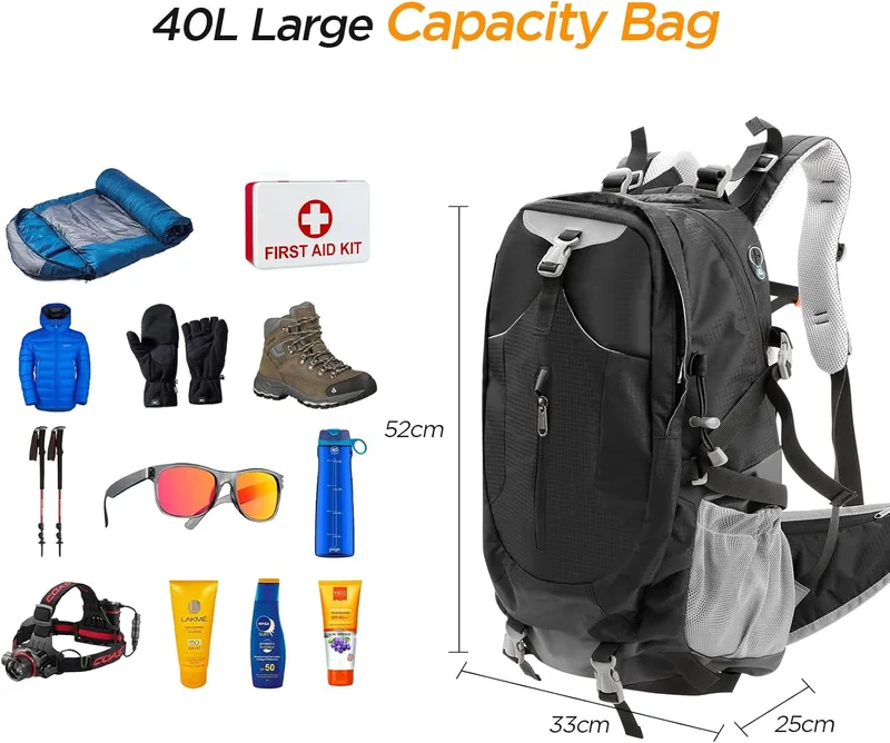 Cozary Mochila de Senderismo Hombre 40L Impermeable, Mochila Trekking, Cobertor…