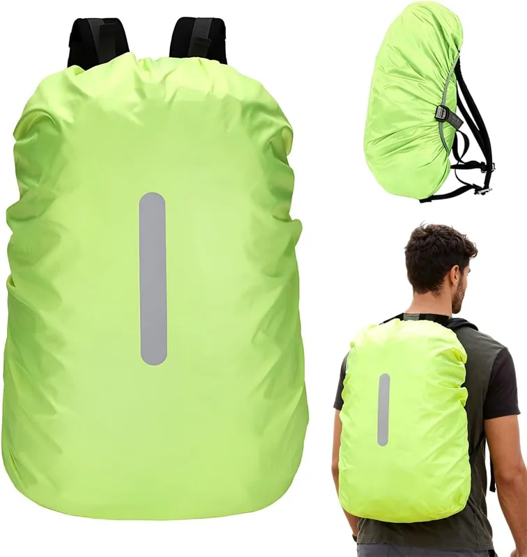 Fundas Para Mochilas Impermeables Con Tiras Reflectantes, Tamaño 15-25L, Color V…