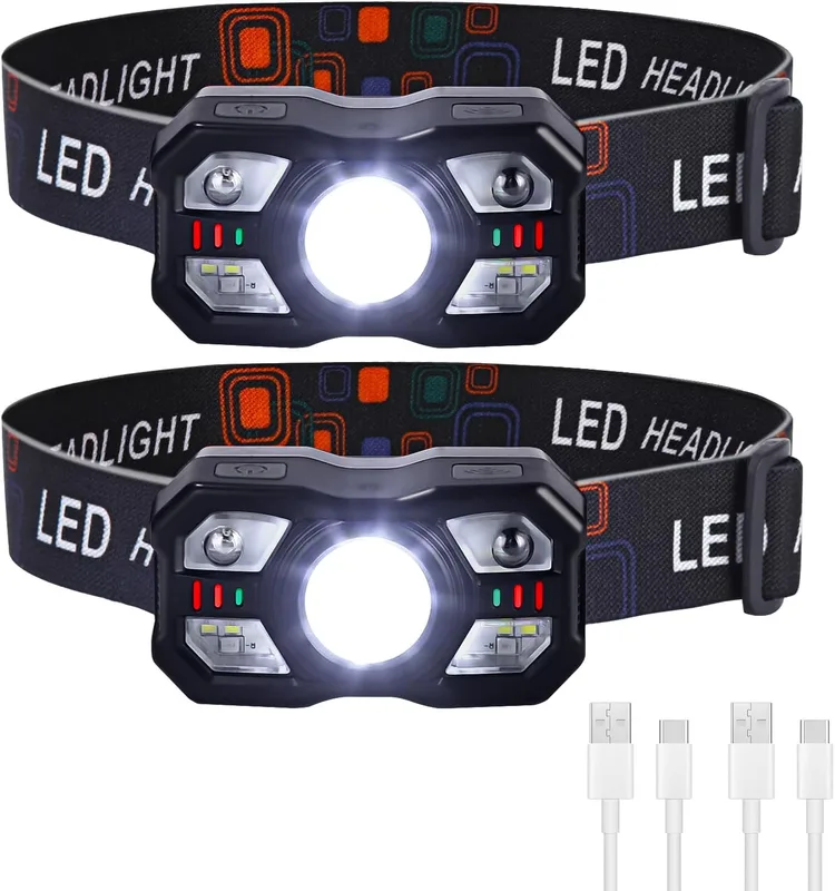 Linterna Frontal LED Recargable 2 Pack,Superbrillantes Linterna Cabeza LED Recar…