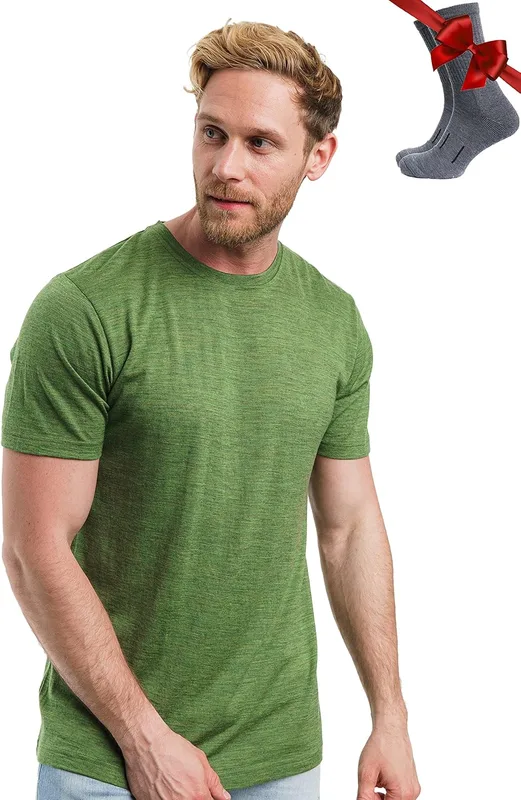 Merino.tech Camiseta Lana Merino Hombre - Camiseta Interior Hombre 100% de Lana…