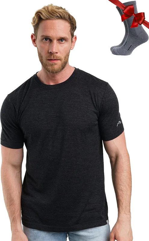 Merino.tech Camiseta Lana Merino Hombre - Camiseta Interior Hombre 100% de Lana…