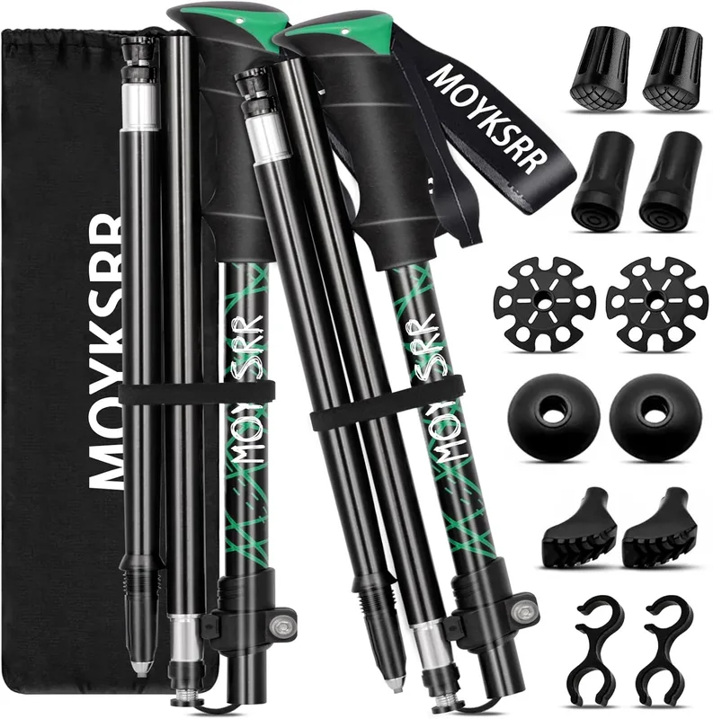 MOYKSRR Bastones de Senderismo Bastones Trekking Plegables, 2pcs Bastones Marcha…