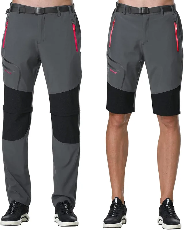 Pantalones Trekking Hombre Montaña Pantalones Convertible Cortos,Impermeable Sec…